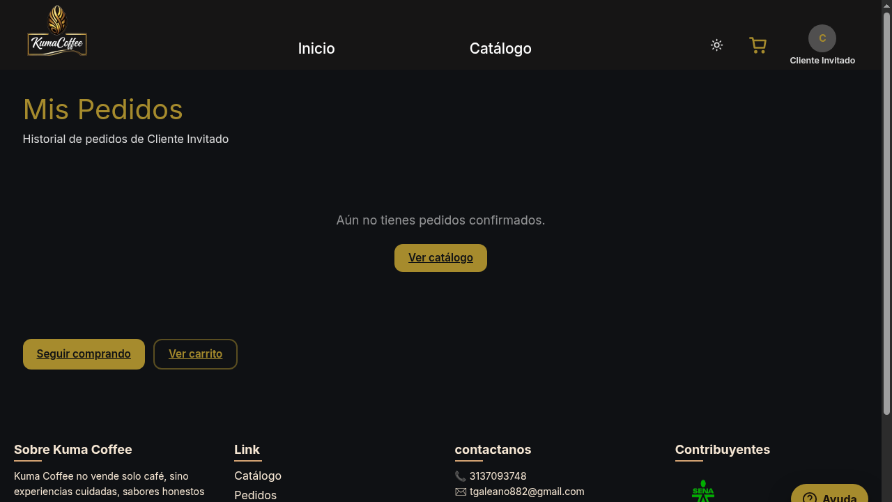 Historial de pedidos del usuario
